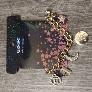 Gold Tone Blingy Gemini ♊ Charm Bracelet